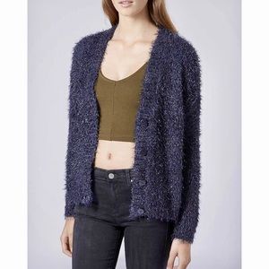 TOPSHOP Navy Fluffy Cardigan